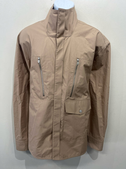 Hermes Size 40 Beige Cotton Solid Zip Pockets Button Down Men's Jacket