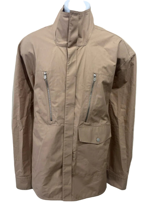 Hermes Size 40 Beige Cotton Solid Zip Pockets Button Down Men's Jacket