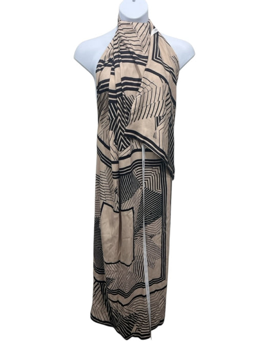 Arrange Size 6 Beige & Black Viscose Halter Neck Sleeveless Open Back Dress Beige & Black / 6