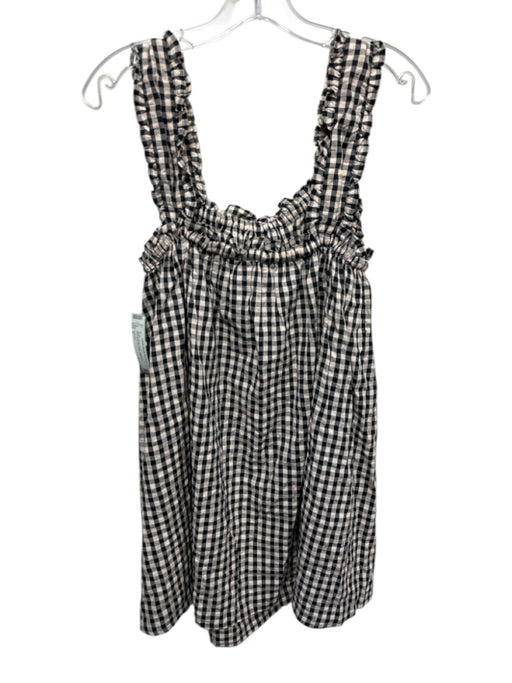 Collusion Size 4 Black & Beige Cotton Gingham Sleeveless Tie Detail Mini Dress Black & Beige / 4