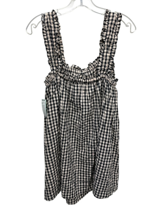 Collusion Size 4 Black & Beige Cotton Gingham Sleeveless Tie Detail Mini Dress Black & Beige / 4