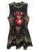 Beulah Size S Black, Red, Green Polyester Blend Beaded Floral high neck Dress Black, Red, Green / S