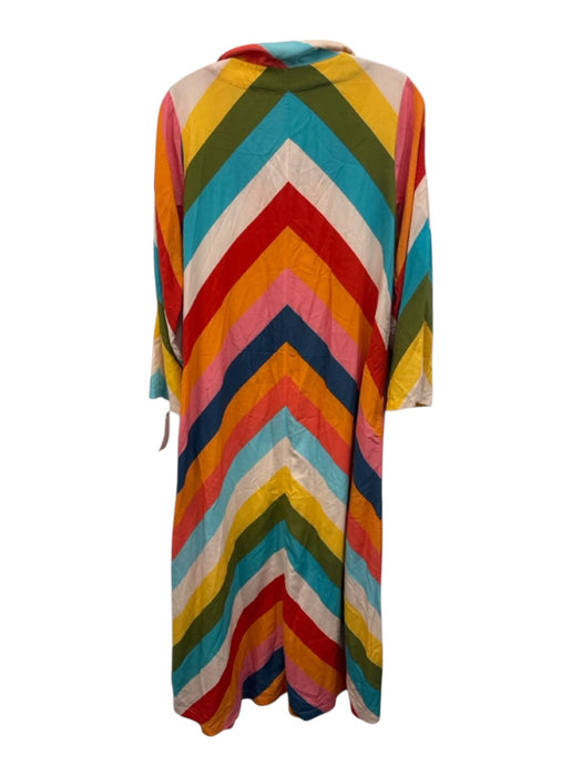 Briton Court Size XS Red, Blue, Multi Rayon Stripe Collar Maxi Dress Red, Blue, Multi / XS