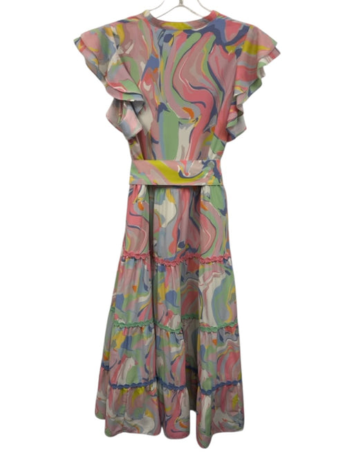 CROSBY by Mollie Burch Size XS Pink, Green, Multi Polyester Abstract Midi Dress Pink, Green, Multi / XS