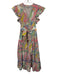 CROSBY by Mollie Burch Size XS Pink, Green, Multi Polyester Abstract Midi Dress Pink, Green, Multi / XS
