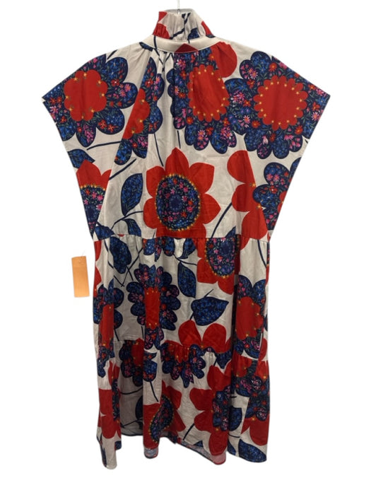 CROSBY by Mollie Burch Size XS Red, Blue, White Gathered Floral Above Knee Dress Red, Blue, White / XS