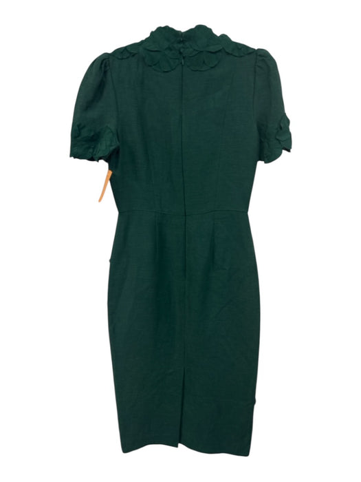 Antonio Melani Size 4 Green Rayon Blend leaf applique high neck Midi Dress Green / 4