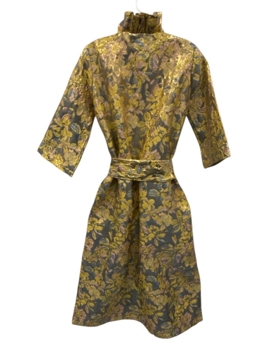 House of MBR Size 0 Gold, Blue, Pink Polyester Blend Brocade Floral Maxi Dress Gold, Blue, Pink / 0