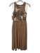 Gianni Bini Size 2 Beige, Silver & White Polyester Tulle Beaded Sleeveless Dress Beige, Silver & White / 2