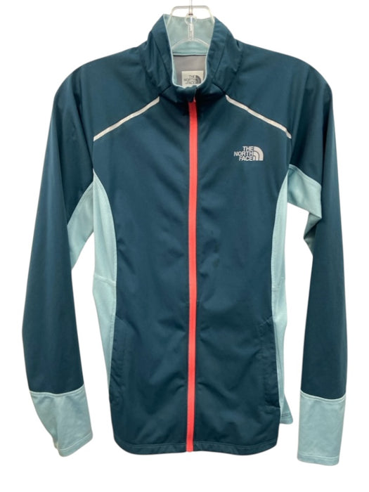 The North Face Size S Teal, Blue, Orange Polyester Mock Neck Full Zip Jacket Teal, Blue, Orange / S