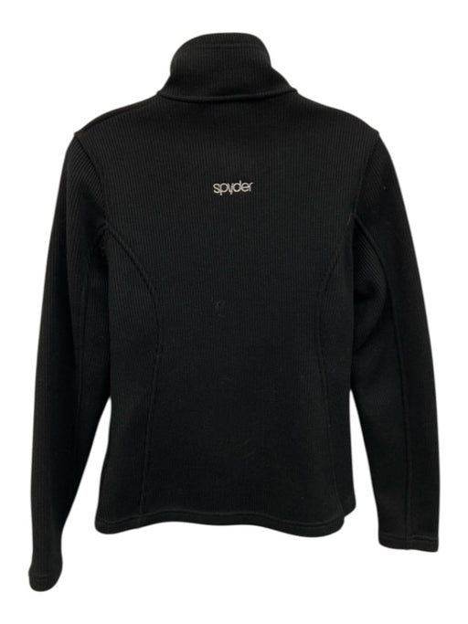Spyder Size S Black Polyester Knit Mock Neck Slim Fit Full Zip Jacket Black / S