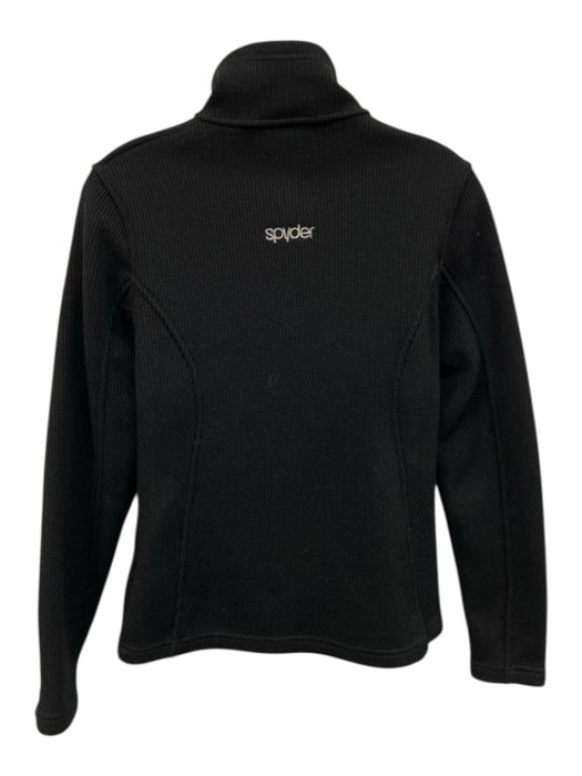 Spyder Size S Black Polyester Knit Mock Neck Slim Fit Full Zip Jacket Black / S