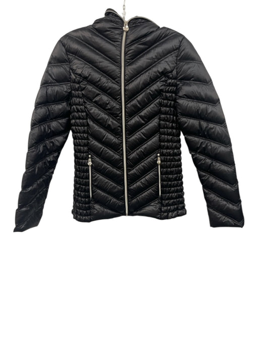 Preston & York Size S Black Polyester Quilted Zip Pocket Shirred Sides Jacket Black / S