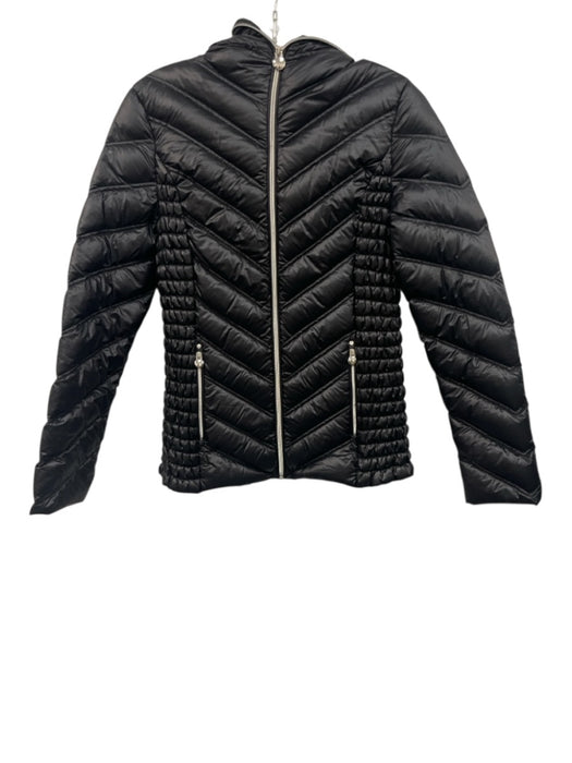 Preston & York Size S Black Polyester Quilted Zip Pocket Shirred Sides Jacket Black / S