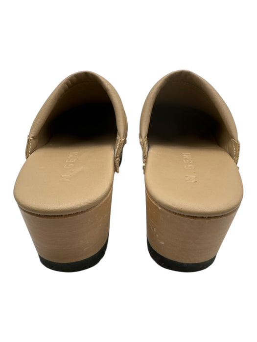M. Gemi Shoe Size 35 Tan & beige Leather Upper Wood Sole Suede Rubber Sole Clogs Tan & beige / 35