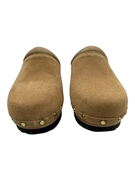 M. Gemi Shoe Size 35 Tan & beige Leather Upper Wood Sole Suede Rubber Sole Clogs Tan & beige / 35
