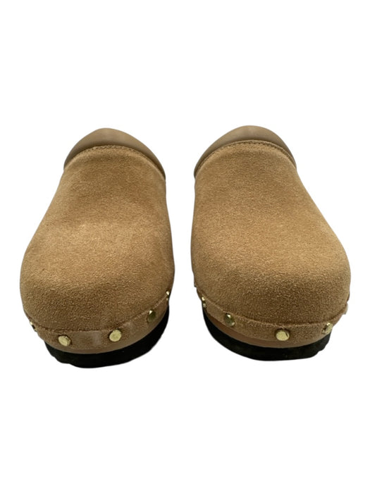 M. Gemi Shoe Size 35 Tan & beige Leather Upper Wood Sole Suede Rubber Sole Clogs Tan & beige / 35