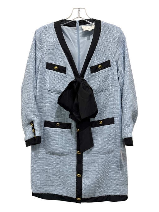 Pomander Place Size S Light Blue & Black Polyester Tweed Gold Buttons Dress Light Blue & Black / S