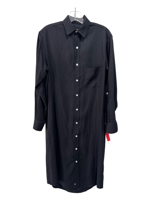 Emily Phillips Size 5 Black Tencel Long Sleeve Button Up & Collar Dress Black / 5