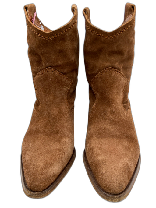 Pedro Garcia Shoe Size 36 Brown Suede Pointed Toe Stacked Heel Cowboy Booties Brown / 36