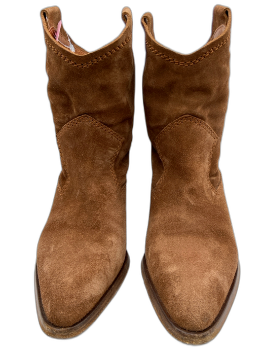 Pedro Garcia Shoe Size 36 Brown Suede Pointed Toe Stacked Heel Cowboy Booties Brown / 36