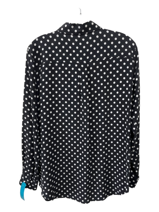 Equipment Size L Black & White Silk Collared Button Up Polka Dot Long Sleeve Top Black & White / L