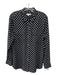 Equipment Size L Black & White Silk Collared Button Up Polka Dot Long Sleeve Top Black & White / L