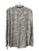 Equipment Size L Beige Silk Collared Button Up Snake Print Long Sleeve Top Beige / L