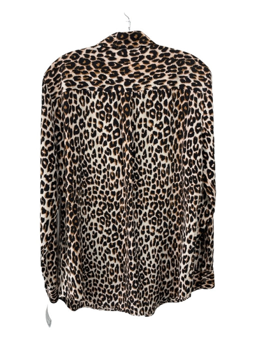 Equipment Size L Brown & Black Silk Collared Button Up Cheetah Long Sleeve Top Brown & Black / L