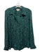 L'agence Size L Green & Black Silk Heathered Button Down Long Sleeve Collar Top Green & Black / L