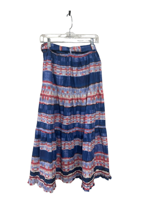 Marie Oliver Size 8 Blue, White & Pink Cotton Tye Dye Tiered Side Zip Skirt Blue, White & Pink / 8