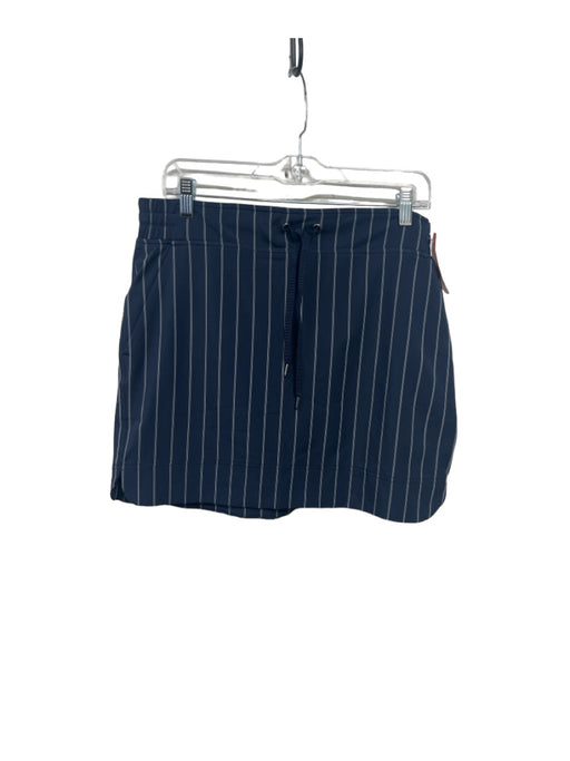 Athleta Size 10 Navy Blue & White Polyester Blend Elastic Waist Pinstripe Skirt Navy Blue & White / 10