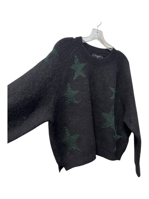 All Saints Size Small Black Wool Blend Stars Crew Neck Long Sleeve Sweater Black / Small