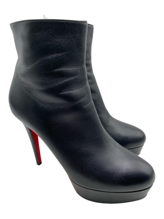 Christian Louboutin Shoe Size 38.5 Black Leather Zip Ankles Red Bottom Boots Black / 38.5