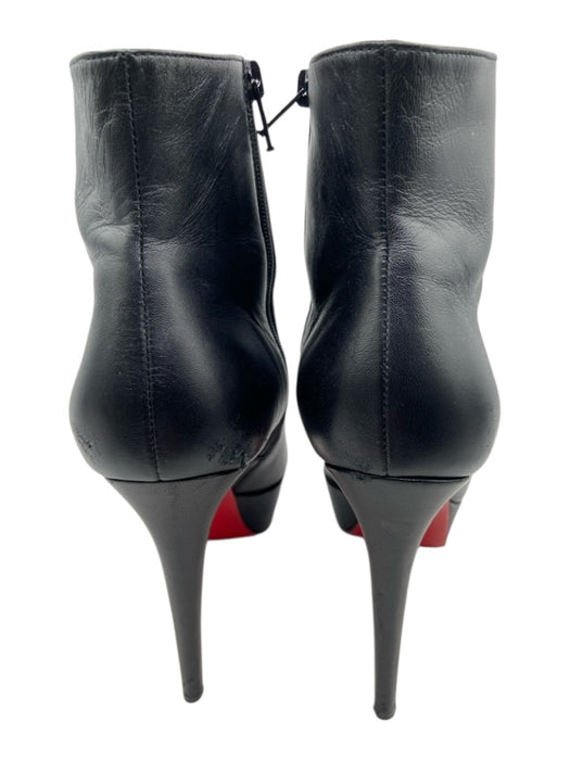Christian Louboutin Shoe Size 38.5 Black Leather Zip Ankles Red Bottom Boots Black / 38.5