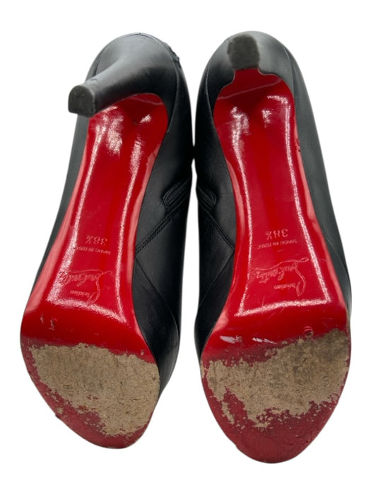 Christian Louboutin Shoe Size 38.5 Black Leather Zip Ankles Red Bottom Boots Black / 38.5