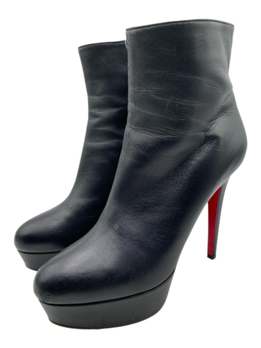 Christian Louboutin Shoe Size 38.5 Black Leather Zip Ankles Red Bottom Boots Black / 38.5