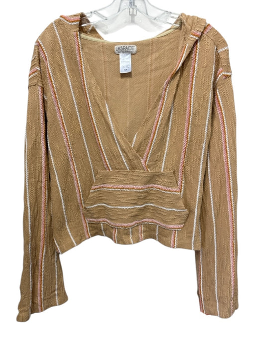 L Space Size S Brown, Pink & Orange Cotton Blend Hood Drawstring Waist Pants Set Brown, Pink & Orange / S