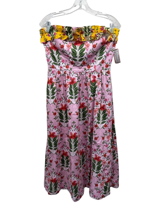 Alden Adair Size M Pink & Multi Cotton Blend floral print Midi Dress Pink & Multi / M