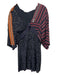 3.1 Phillip Lim Size S Black Orange Red Silk V Neck & Back Ditsy Floral Dress Black Orange Red / S