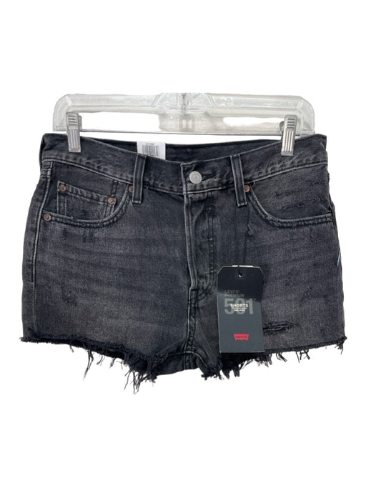 Levis Size 28 Black Cotton Denim Mid Rise Raw Hem distressed Shorts Black / 28