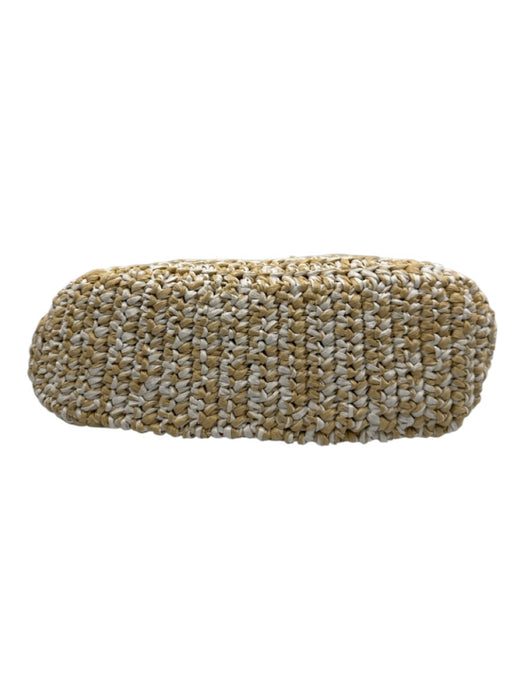 Caterina Bertini White & Beige Paper Woven Kiss Lock Clutch Bag White & Beige / Small