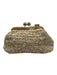 Caterina Bertini White & Beige Paper Woven Kiss Lock Clutch Bag White & Beige / Small