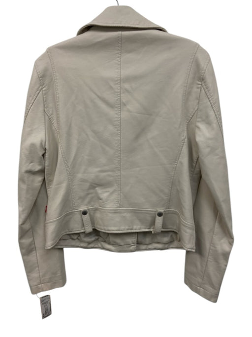 Levi's Size M Cream Polyurethane Faux Leather Moto Long Sleeve Jacket Cream / M