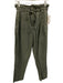 Free People Size XS Olive Green Cotton Button Fly Elastic Waist Tie Front Pants Olive Green / XS