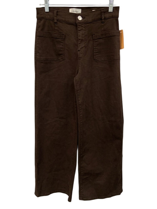 Frame Size 28 Chocolate Brown Cotton Denim High Rise Wide Leg Jeans Chocolate Brown / 28