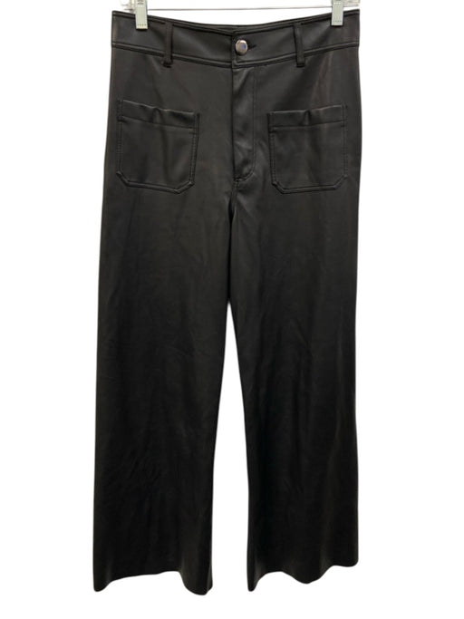 Zara Size S / 6 Black Faux Leather High Rise Wide Leg Pants Black / S / 6