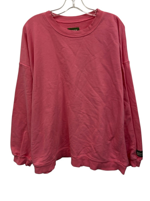Daily Drills Size XS/S Bright Pink Cotton Crew Neck Long Sleeve Top Sweatshirt Bright Pink / XS/S