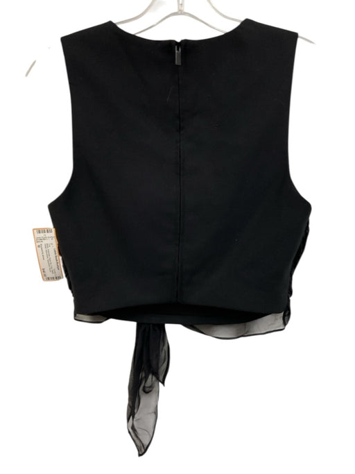Elizabeth & James Size M Black Polyester Back Zip Crop Waist Detail Top Black / M