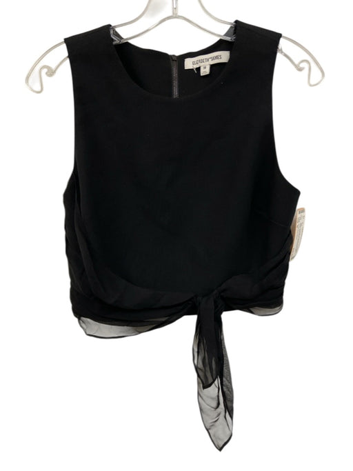 Elizabeth & James Size M Black Polyester Back Zip Crop Waist Detail Top Black / M